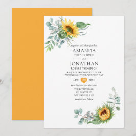 Convite Casamento de Girassol Eucalipto Boho