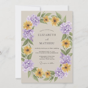 Convite Casamento de Girassol Eucalipto Dourado Âmbar