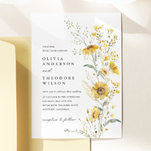 Convite Casamento de Girassol Flor Silvestre Amarela