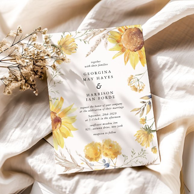 Convite Casamento de Girassol no Verão Tardio (Criador carregado)