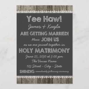 Convite Casamento de Giz no Quadro Negro Country Redneck A