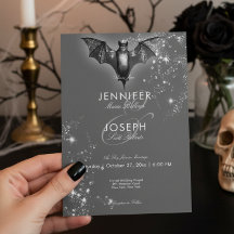 Casamento de Glam Bat e Diamantes do Halloween Neg
