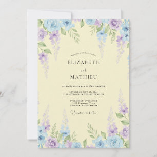 Convite Casamento de glicínias celestiais creme