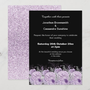 CONVITE CASAMENTO DE GLITTER NEGRO DE ROPAS ELEGANTES