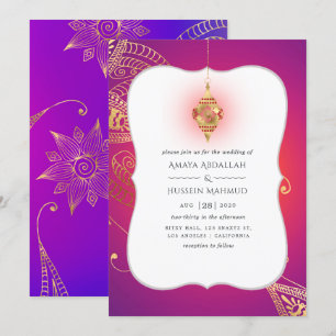 Convite Casamento de Gold Foil Arabian Bollywood