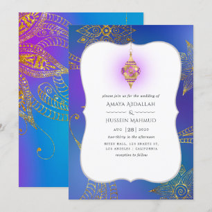 Convite Casamento de Gold Foil Arabian Bollywood