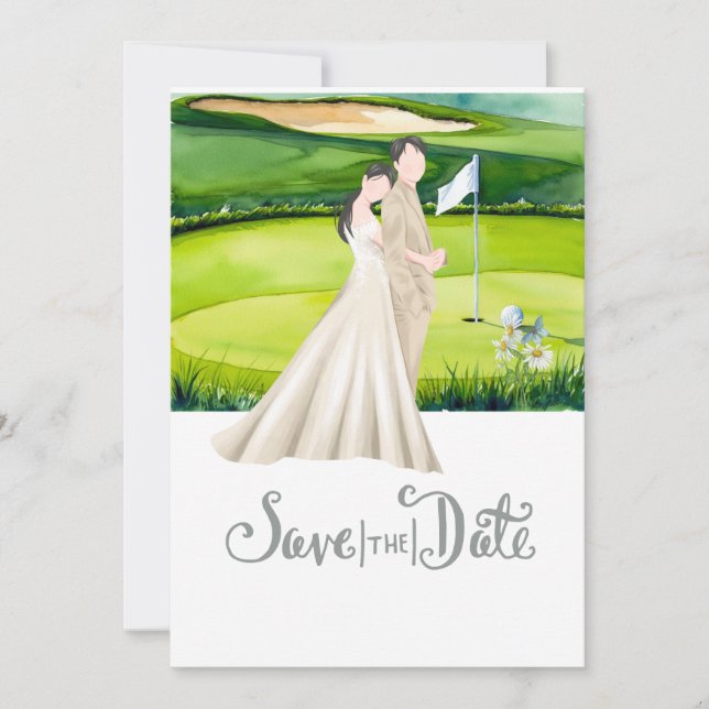 Convite Casamento de Golf Salve o Golfe (Frente)