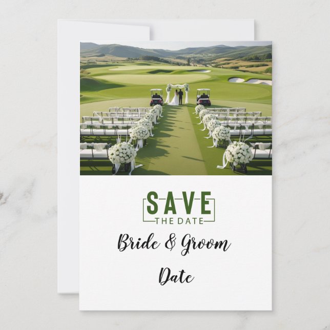 Convite Casamento de Golfe com noiva e noivo (Frente)