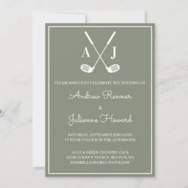 Convite Casamento de Golfe em Verde Salvia