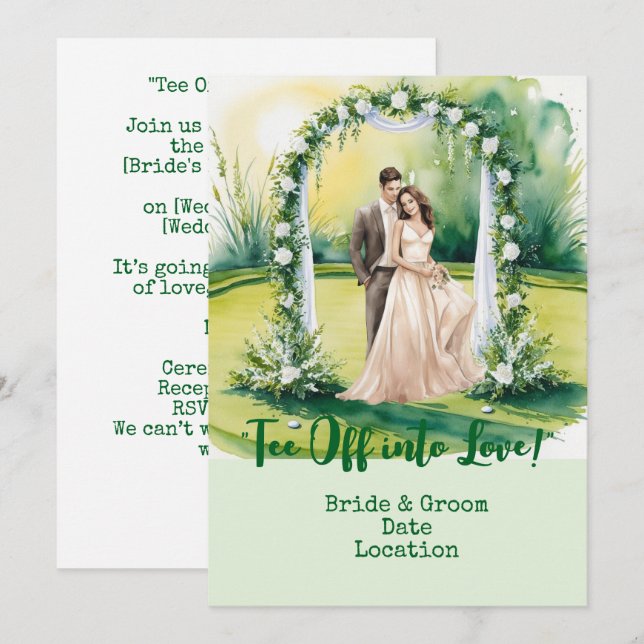 Convite Casamento de Golfe no campo de golfe (Frente/Verso)