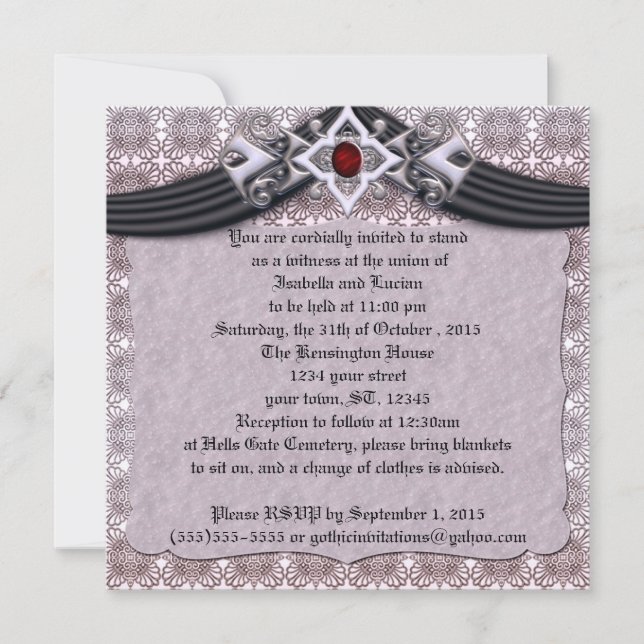 Convite Casamento de Gótico de Casamento de Cobre (Frente)