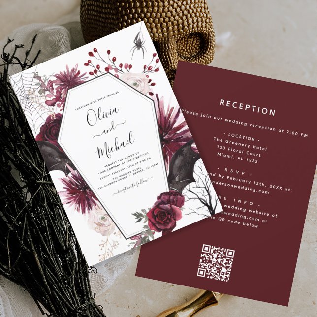 Convite Casamento de Gótico de Código QR para o Dia das Br (Criador carregado)