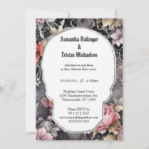 Convite Casamento de Gótico Moderno em Forma de Caveira Fl