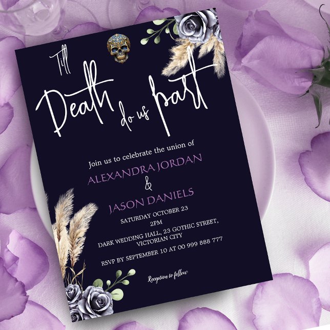 Convite Casamento de Góticos gótico vitoriano (Victorian Gothic Goth Wedding Invitation)