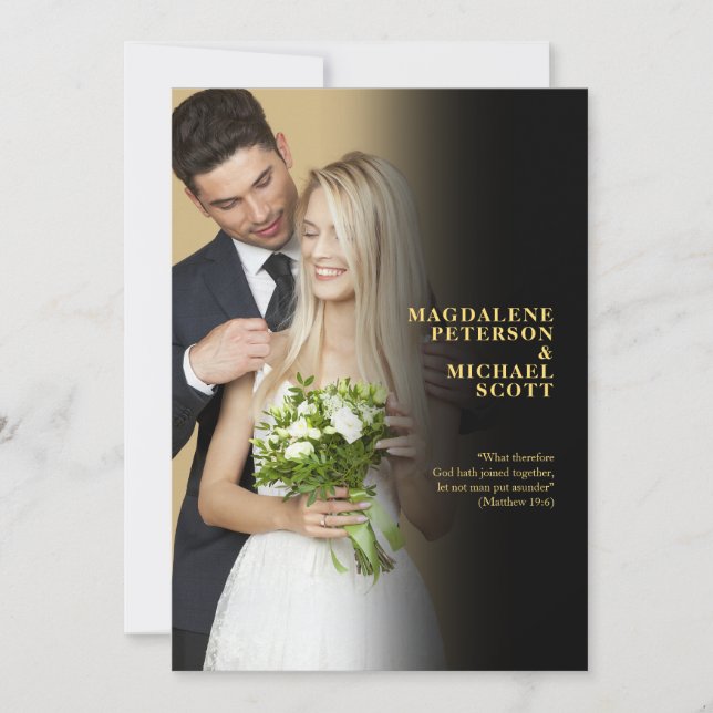 Convite Casamento de Gradação Preta com Foto Pessoal (Frente)
