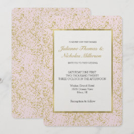 Convite Casamento de Gráfico de Blush Confetti, Dourado Co