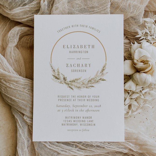 Convite Casamento de Grama de Pampas Boho Hoop (Criador carregado)