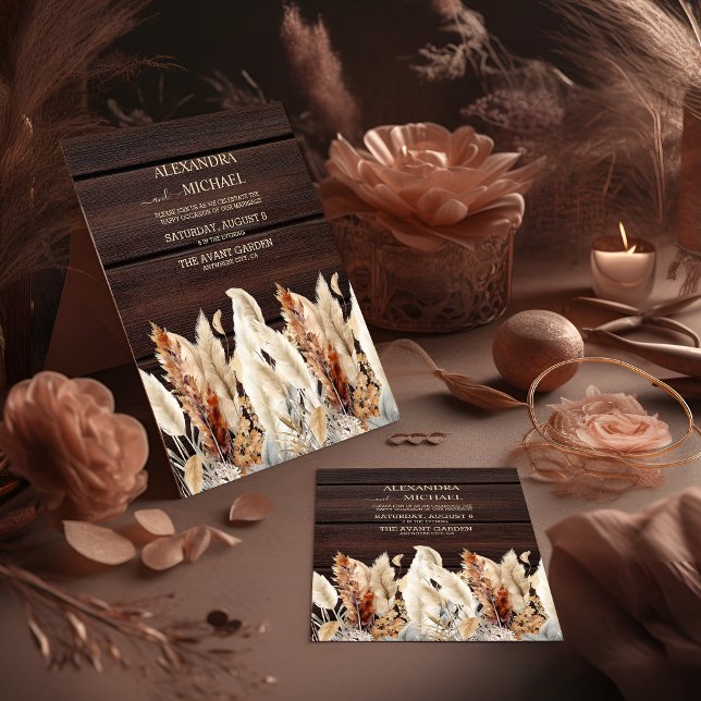 Convite Casamento de Grama de Pampas de Caixas Aquáticas (Criador carregado)