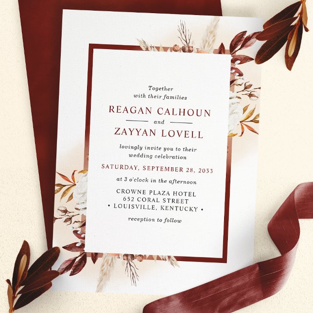 Convite Casamento de Grama de Pampas Floral Rústica de Ter (Criador carregado)