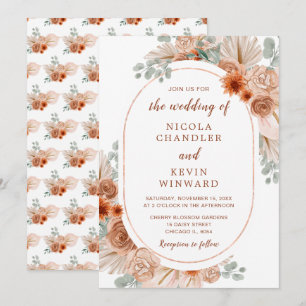 Convite Casamento de Grama de Pampas Terracota Boho