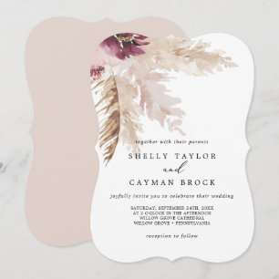 Convite Casamento de Grass Boho Pampas