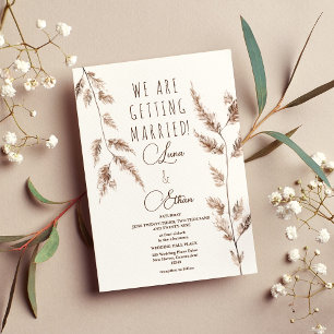Convite Casamento de Grass Boho Pampas Watercolor