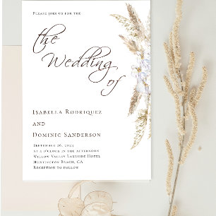 Convite Casamento de Grass de Boho Watercolor Pampas Minim
