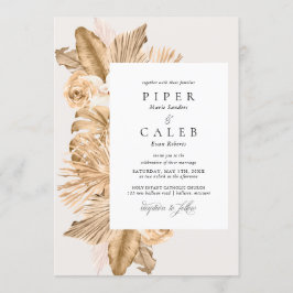 Convite Casamento de Grass Secas Douradas Tropicais