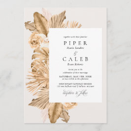 Convite Casamento de Grass Secas Douradas Tropicais