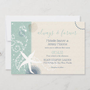 Convite Casamento de Grayed Jade Dusky Blue Seaside