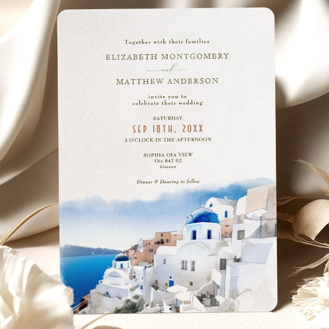 Convite Casamento de Grécia da Ilha Oia Village Santorini (Criador carregado)