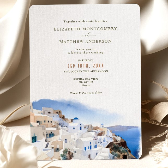 Convite Casamento de Grécia na Ilha Oia Village Santorini  (Criador carregado)