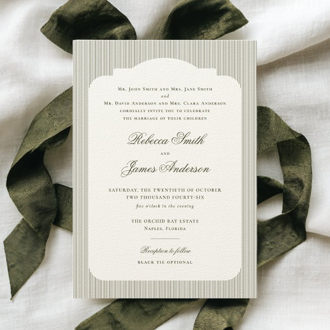 Convite Casamento de Greve Verde Clássica Elegante Formal (Criador carregado)