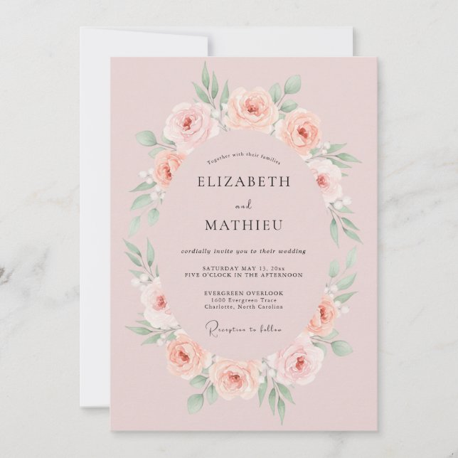Convite Casamento de Grinalda Rosa Pétala (Frente)