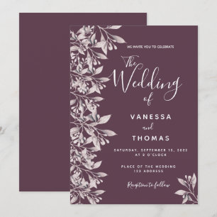 Convite Casamento de guião botânico rosa do gabinete