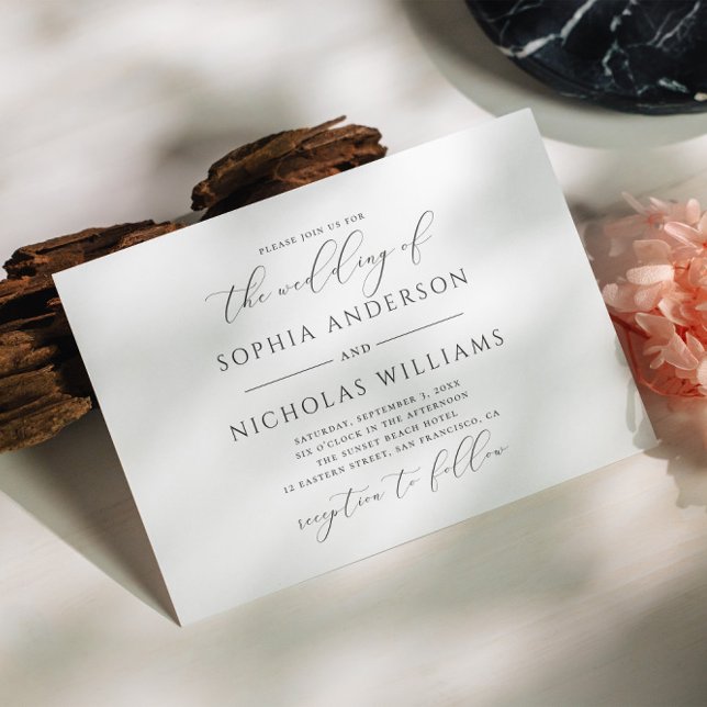 Convite Casamento de guião de caligrafia branca e negra (Criador carregado)