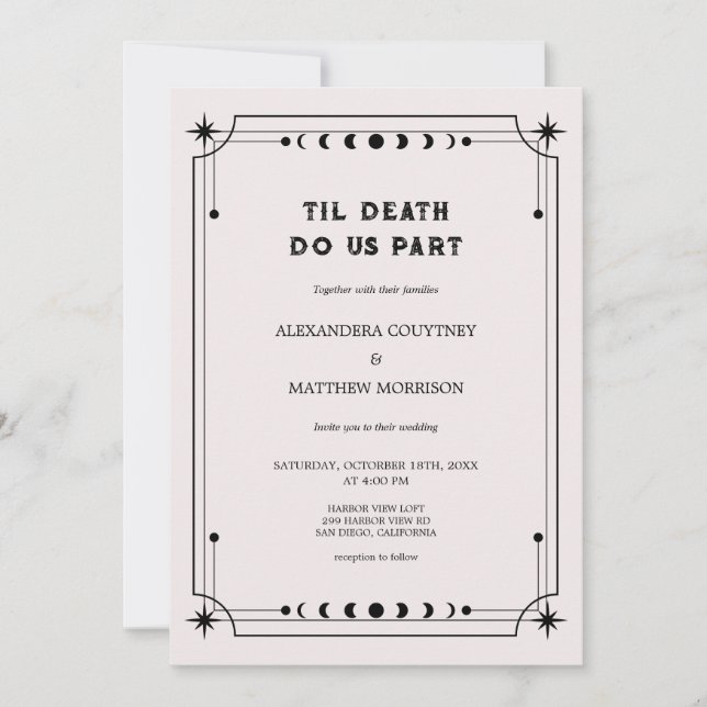 Convite Casamento de Halloween até que a Morte nos Separe (Frente)