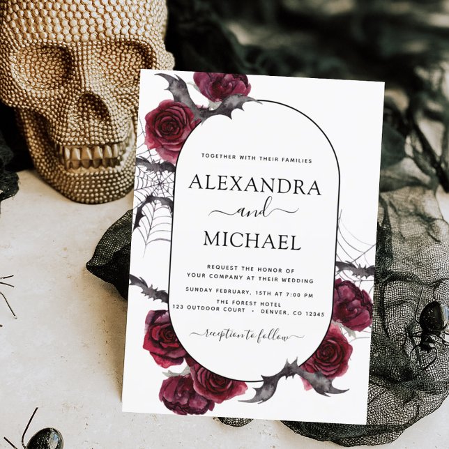 Convite Casamento de Halloween Autumn Fall Burgundy (Criador carregado)