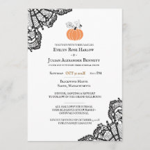 Casamento de Halloween com Abóbora de Renda Preta