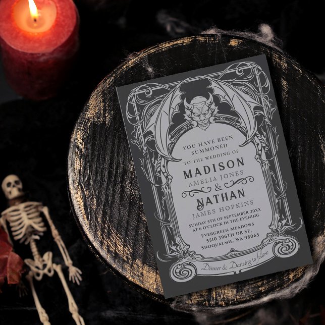 Convite Casamento de Halloween de Gargoyle Gótico (Criador carregado)