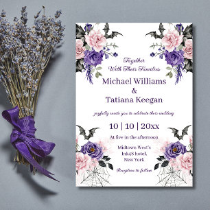 Convite Casamento de Halloween de Rosa Roxa Dark Romance E