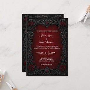 Convite Casamento de Halloween Elegante Gótico