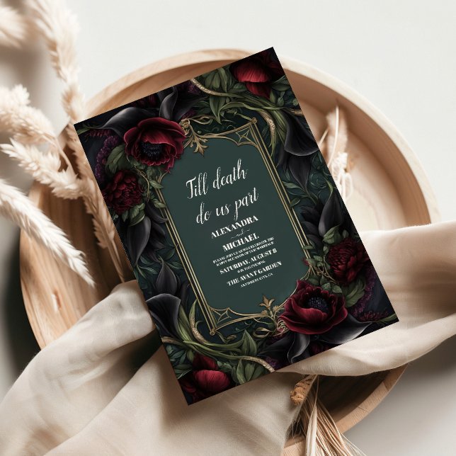 Convite Casamento de Halloween em estilo Gótico com Rosas  (Criador carregado)