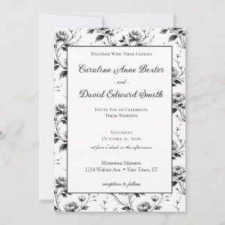 Convite Casamento de Halloween Floral Gótico Elegante