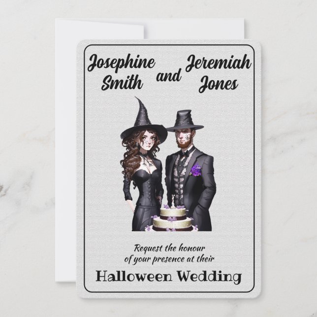 Convite Casamento de Halloween Gótico Personalizado (Frente)