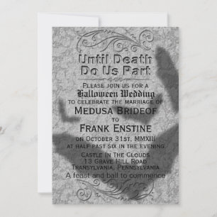 Convite Casamento de Halloween Gótico   Sombra de Morcegos