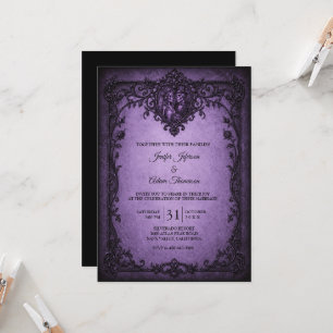 Convite Casamento de Halloween Gótico Vintage Elegante