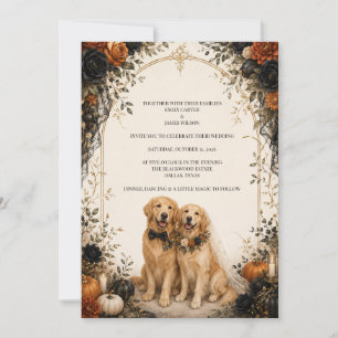 Convite Casamento de Halloween Personalizado com Golden Re