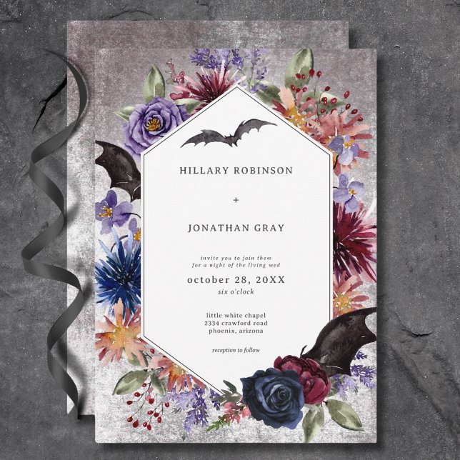 Convite Casamento de Halloween Rustic Colors (Rustic Gothic Colors Halloween Wedding Invitation)