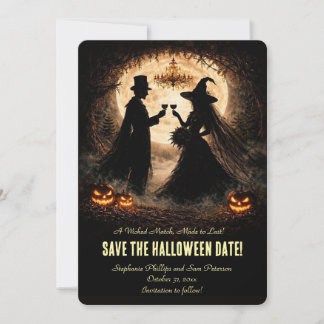 Convite Casamento de Halloween Salve a Data Adorável